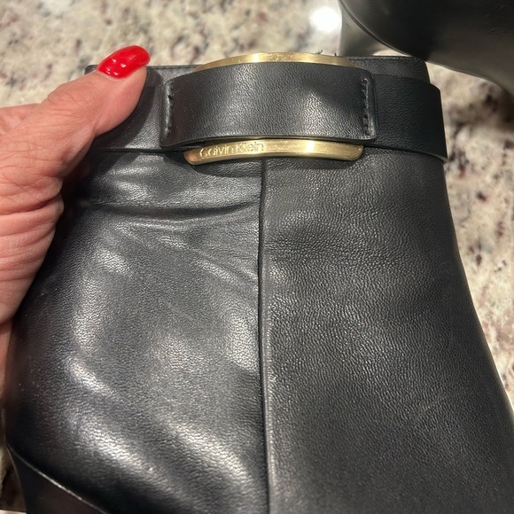 Calvin Klein Black Heeled Ankle Boots - Picture 2 of 4